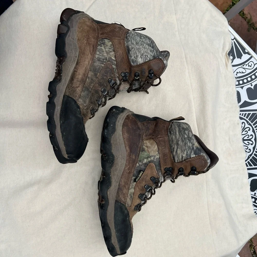 Rocky Brown Camo Hunting Boots with Black Toe and Sole